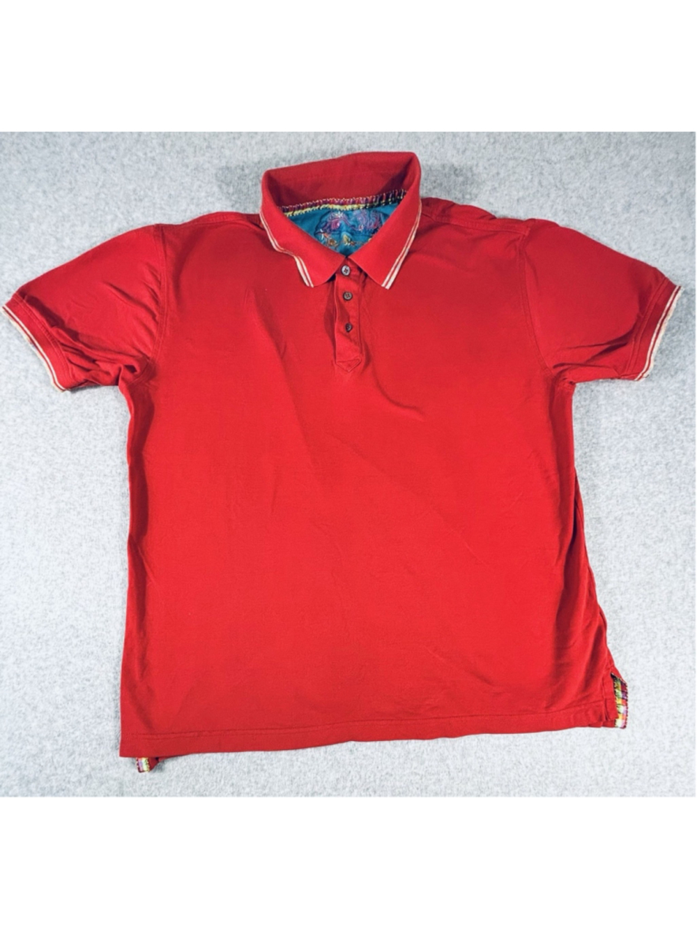 Robert Graham Polo Shirt 2XL Red Paisley Embroidered Short Sleeve 100% Cotton